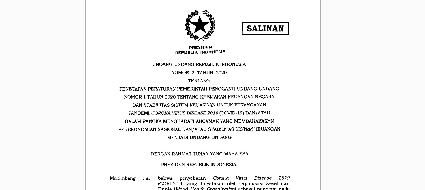 Download Undang-Undang Republik Indonesia Nomor 2 Tahun 2020